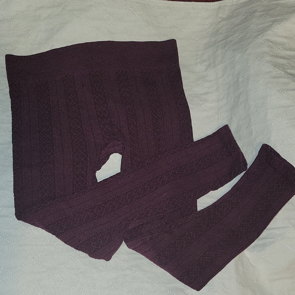 Cozy Knit Leggings - Dark Burgandy